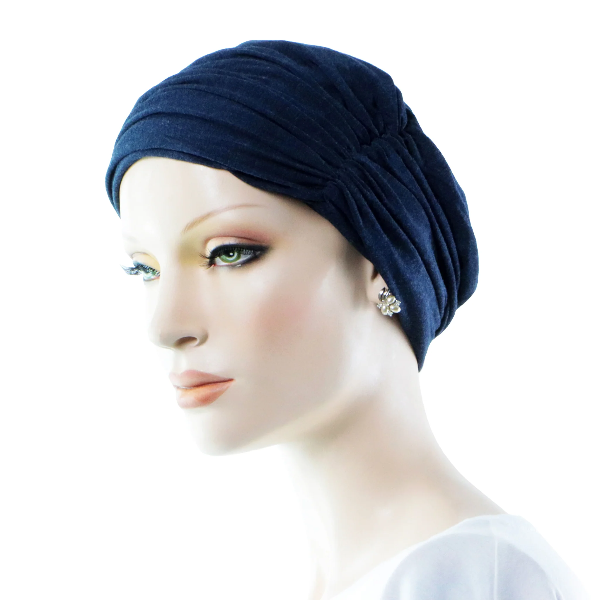 Bonnet Chimio Casquette Convertible En Turban Bleu Foncé – Image 2