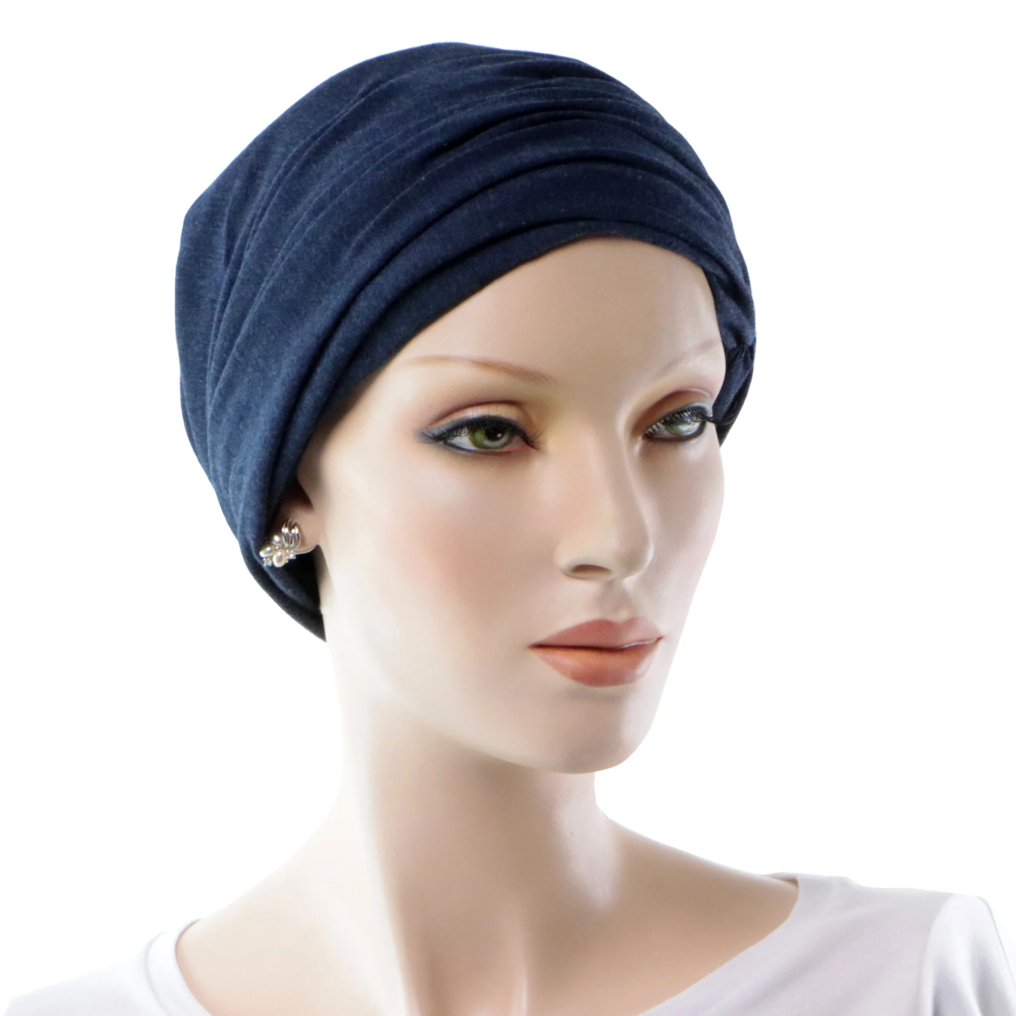 Bonnet Chimio Casquette Convertible En Turban Bleu Foncé – Image 6